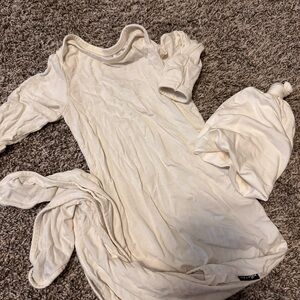 Cozy Cream Baby Gown and Hat Set